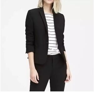 Banana Republic Classic-Fit Washable Italian Wool-Blend Blazer Black 16